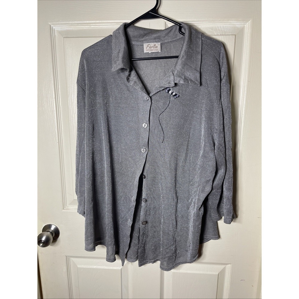 Fiorlini Womens Top Size M Button Boho Peasant Festival Butterfly Sparkles